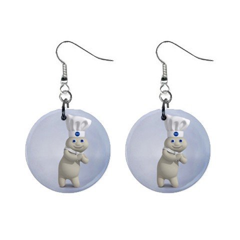 New Pillsbury Doughboy Dough Boy #4 Dangle Earrings Jewelry 1" Button Round 12329446