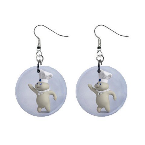 New Pillsbury Doughboy Dough Boy #5 Dangle Earrings Jewelry 1" Button Round 12329448