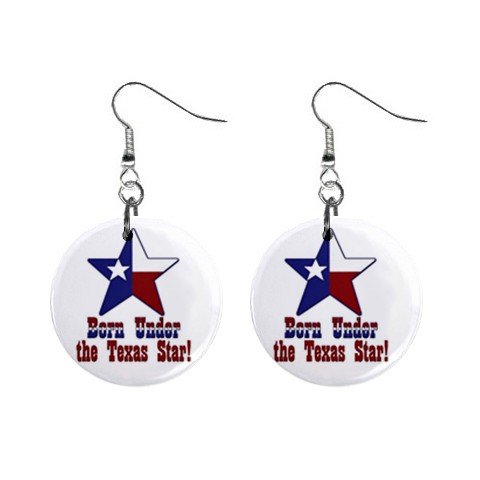 New Born Under the Texas Star Dangle Earrings Jewelry 1" Button Round 12329171
