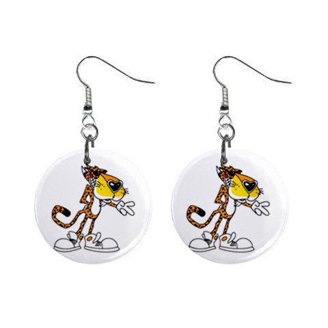 New Cheetos Tiger Dangle Earrings Jewelry 1" Button Round 12329449
