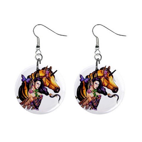 Faery Unicorn Dangle Earrings Jewelry 1 inch Buttons 12116676