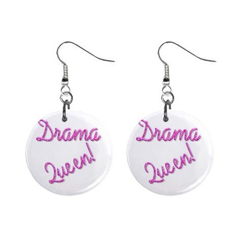 Drama Queen Dangle Earrings Jewelry 1 inch Buttons 12116682