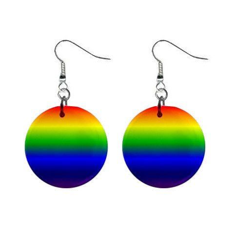 Gay Pride Rainbow of Colors Dangle Earrings Jewelry 1 inch Buttons 12176319
