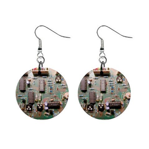Computer mother board Electronic Dangle Earrings Jewelry 1 inch Buttons 12306026
