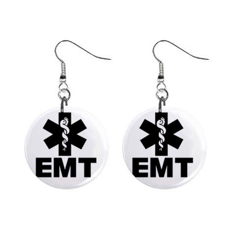 EMT Emergency Medical Team Dangle Earrings Jewelry 1 inch Buttons 12306027