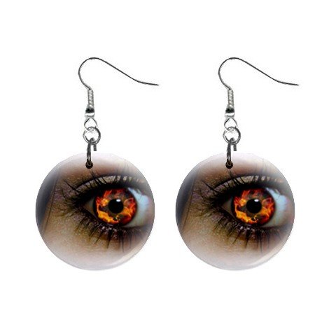 Firey Goth Eye Dangle Earrings Jewelry 1 inch Buttons 12310117