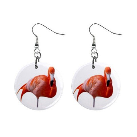 Pink Flamingo #4 Dangle Earrings Jewelry 1 inch Buttons 12450076