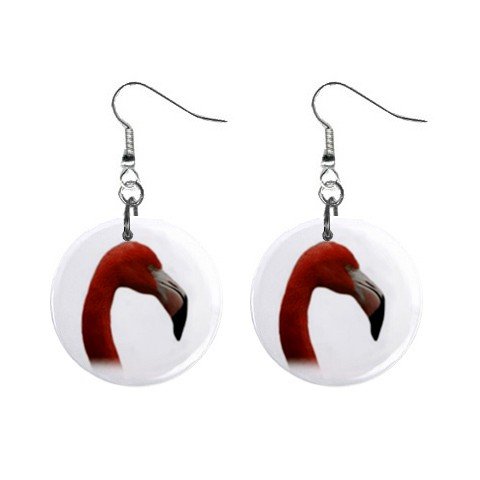 Pink Flamingo Head Dangle Earrings Jewelry 1 inch Buttons 12450079