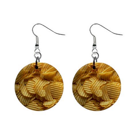 Potato Chip Dangle Earrings Jewelry 1 inch Button 12322872
