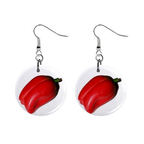 Red Pepper Dangle Earrings Jewelry 1 inch Buttons 12320077