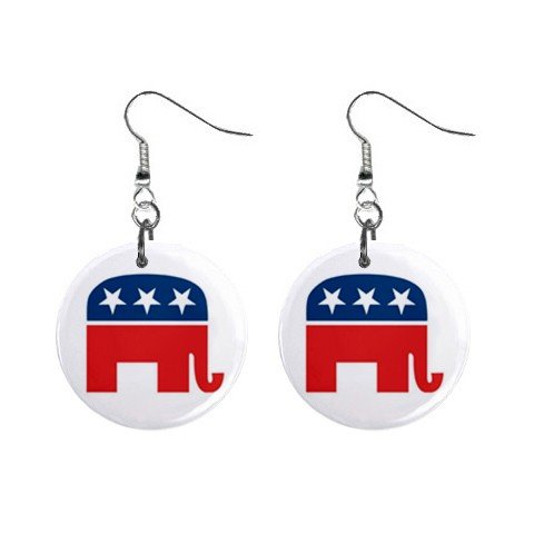 Republican Elephant Dangle Earrings Jewelry 1 inch Buttons 12323141