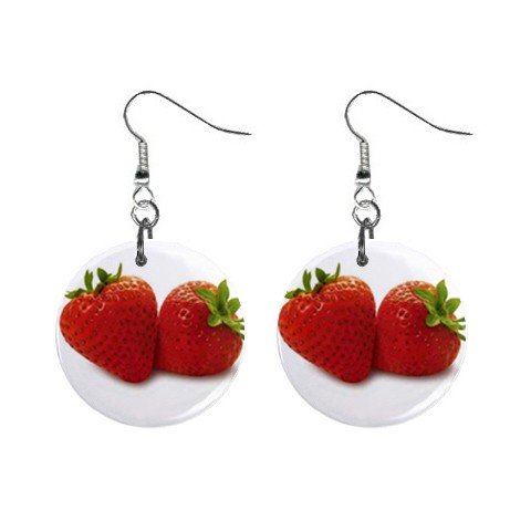 Strawberries Dangle Earrings Jewelry 1 inch Buttons 12329452