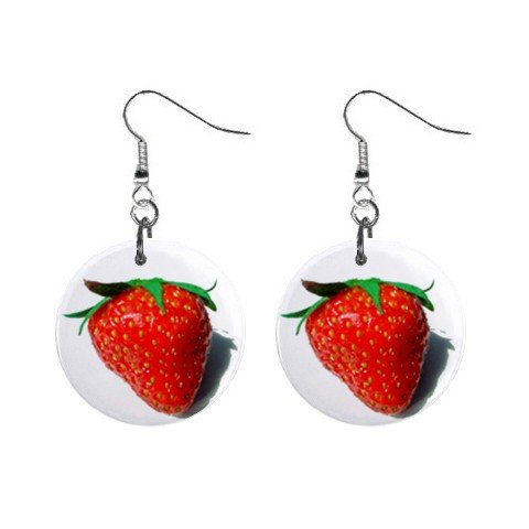 Strawberry Dangle Earrings Jewelry 1 inch Button 12329455