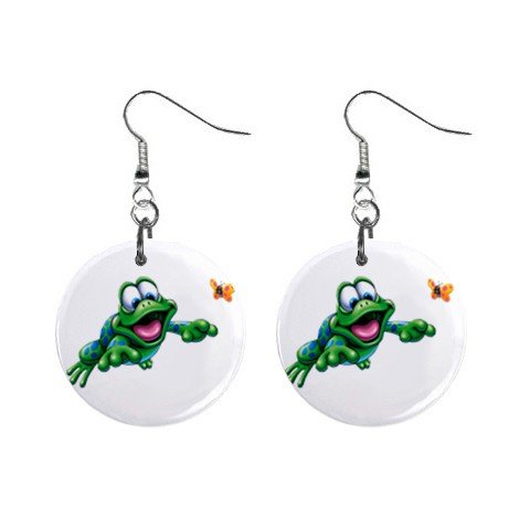 Frog Dangle Earrings Jewelry 1 inch Buttons 12479613
