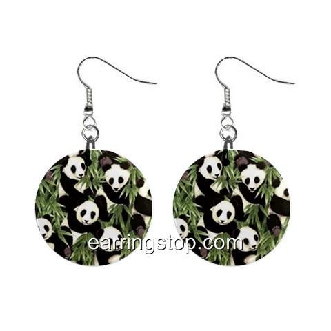 Panda Pandas Dangle Earrings Jewelry 1 inch Buttons 12345312