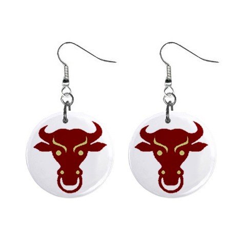 Bull with Nose Ring Dangle Earrings Jewelry 1 inch Buttons 12479711