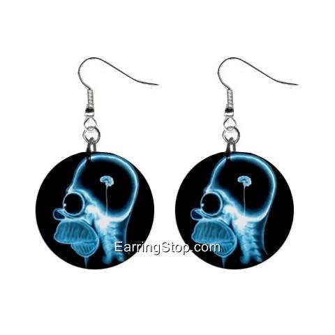 Homer Simpson Brain Xray Dangle Earrings Jewelry 1 inch Buttons 12418560