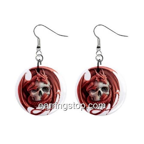 Dragon Skull Dangle Earrings Jewelry 1 inch Buttons 12310644