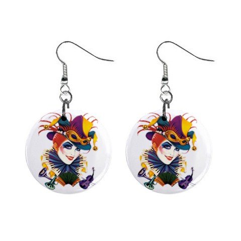 Jester Lady Dangle Earrings Jewelry 1 inch Buttons 12310670