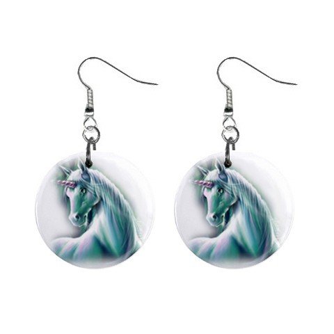 Misted Unicorn Dangle Earrings Jewelry 1 inch Buttons 12310673