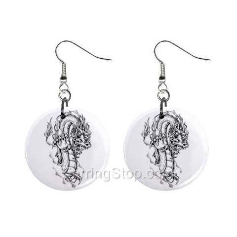 Dragon Skull Dangle Earrings Jewelry 1 inch Buttons 12479628