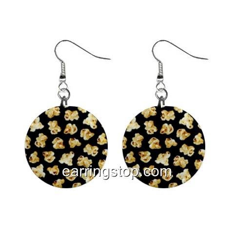 Popcorn Dangle Earrings Jewelry 1 inch Buttons 12398819