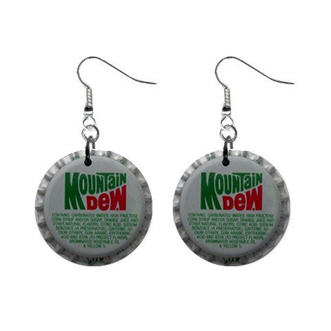 Mountain Dew Cap Dangle Earrings Jewelry 1 inch Buttons 12479777