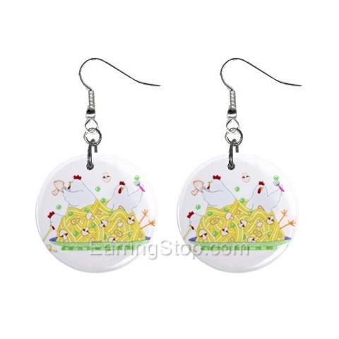 Chicken Tetrazzini Dangle Earrings Jewelry 1 inch Buttons 12479702