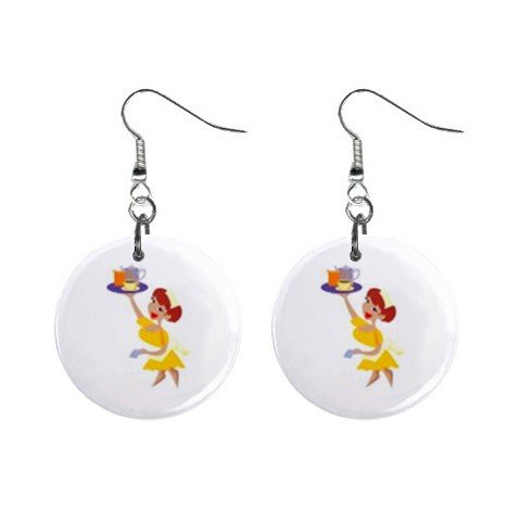 Waitress Dangle Earrings Jewelry 1 inch Buttons 12479799