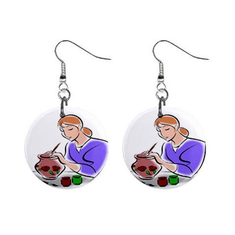 Pottery Potter #2 Dangle Earrings Jewelry 1 inch Buttons 12619682
