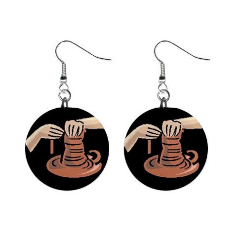 Pottery Potter #1 Dangle Earrings Jewelry 1 inch Buttons 12619813