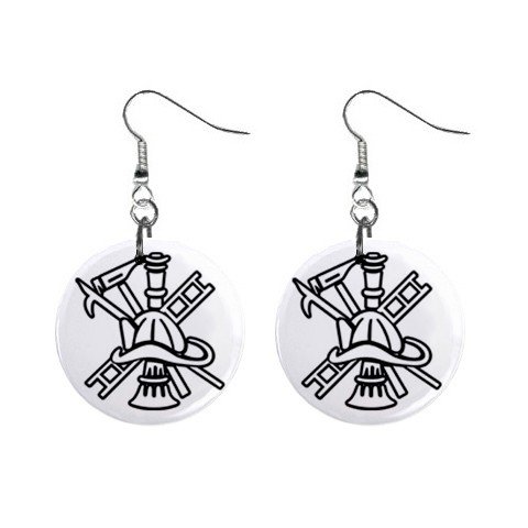Fire Fighters Dangle Earrings Jewelry 1 inch Buttons 12628304