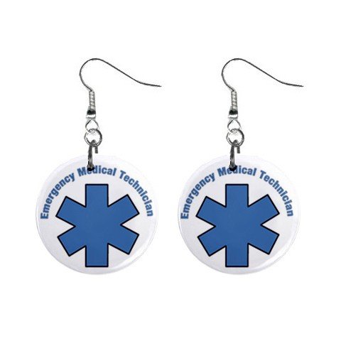 EMT #3 Dangle Earrings Jewelry 1 inch Buttons 12628300