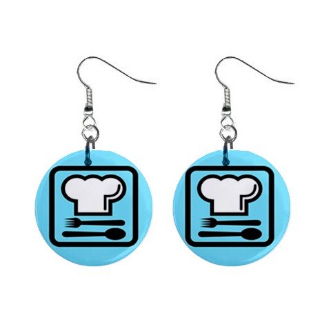 Cook Chef Dangle Earrings Jewelry 1 inch Buttons 12628257