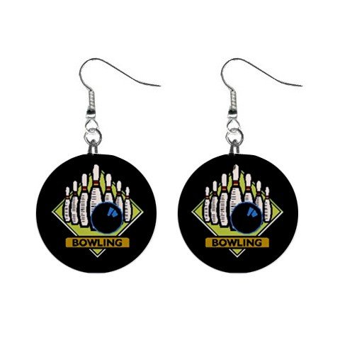 Bowling Team League #2 Dangle Earrings Jewelry 1 inch Buttons 12619768