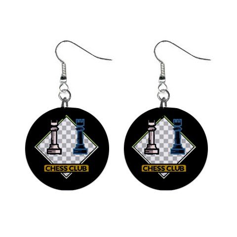 Chess Club Dangle Earrings Jewelry 1 inch Buttons 12619794