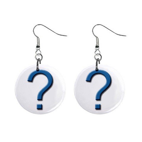Question Mark Dangle Earrings Jewelry 1 inch Buttons 12479781