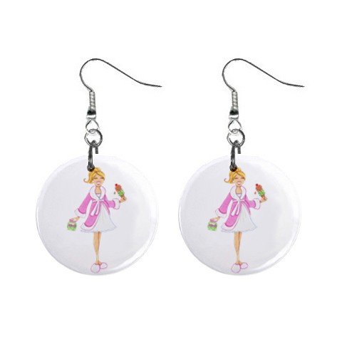 Pregnant Lady Dangle Earrings Jewelry 1 inch Buttons 12310674
