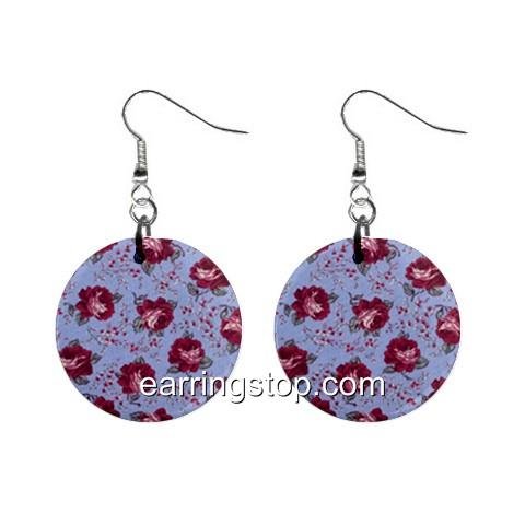 Rosebuds Dangle Earrings Jewelry 1 inch Buttons 12345373