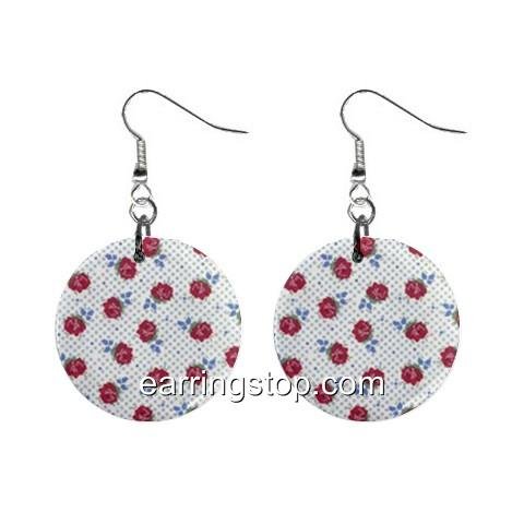 Tiny Rosebuds Dangle Earrings Jewelry 1 inch Buttons 12345372