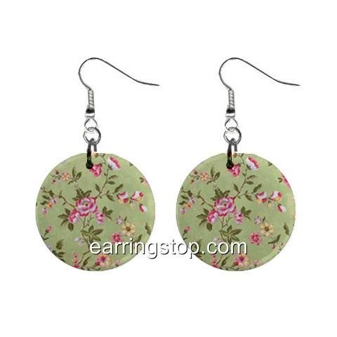 Floral Design Dangle Earrings Jewelry 1 inch Buttons 12345304