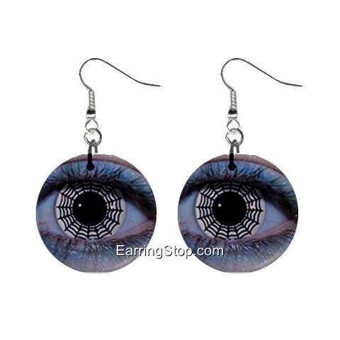 Gothic Web Eyes Dangle Earrings Jewelry 1 inch Buttons 12409465