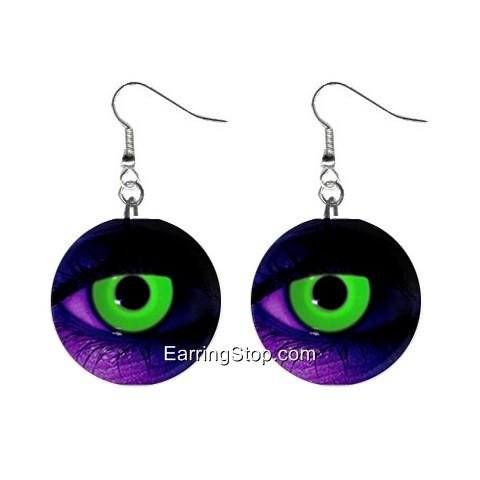 Neon Green Eyes Dangle Earrings Jewelry 1 inch Buttons 12409463