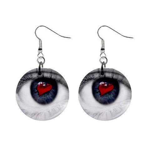 Heart Eye Dangle Earrings Jewelry 1 inch Buttons 12628320
