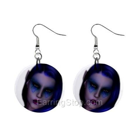 Blue Butterfly Eyes Dangle Earrings Jewelry 1 inch Buttons 12479714