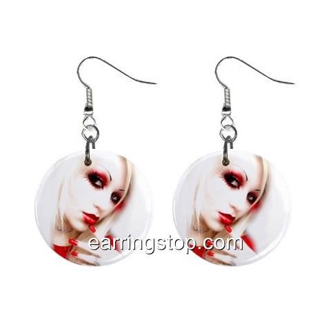 Goth #1 Blond Hair Face Dangle Earrings Jewelry 1 inch Buttons 12310664