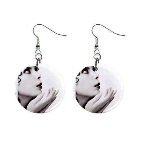 Goth #2 Peaceful Lady Dangle Earrings Jewelry 1 inch Buttons 12310665