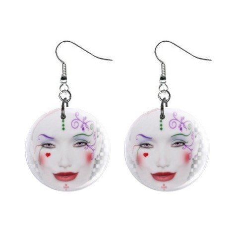 Harliquin Face Dangle Earrings Jewelry 1 inch Buttons 12310668