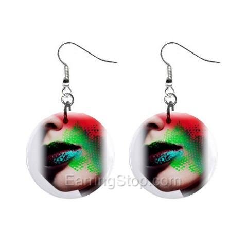Colorful Face Dangle Earrings Jewelry 1 inch Buttons 12479631