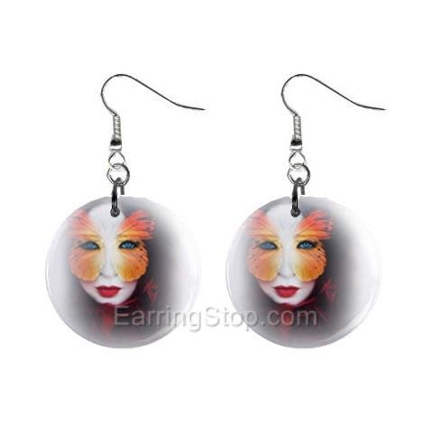 Butterfly Face Dangle Earrings Jewelry 1 inch Buttons 12479705